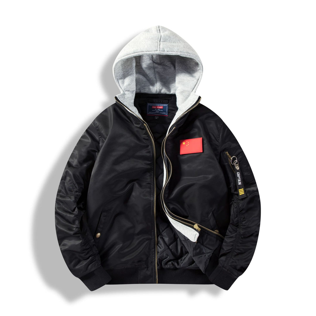 Men's bomber jacket with removable hood inner lining and quilted thermal insulation Mune Fashion