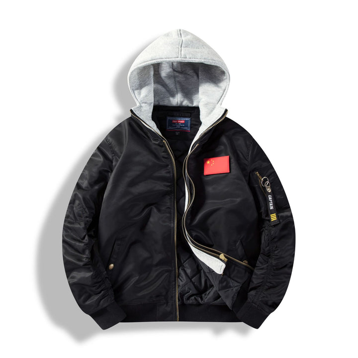 Men's bomber jacket with removable hood inner lining and quilted thermal insulation Mune Fashion