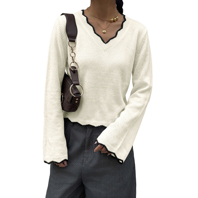 Women's Elegant V-Neck Pullover Mune Fashion