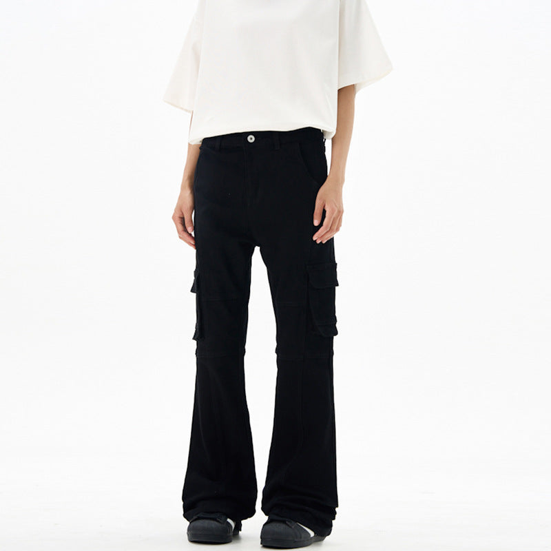 Women's cargo pants in flared cut with utility pockets and extended hem Mune Fashion