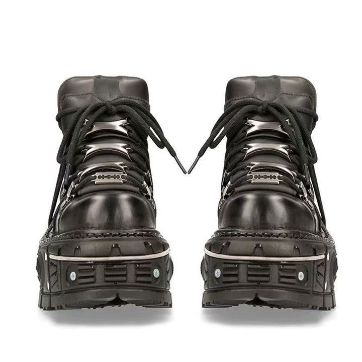 Women's Stable High-Top Boots with Durable Rubber Sole Mune Fashion