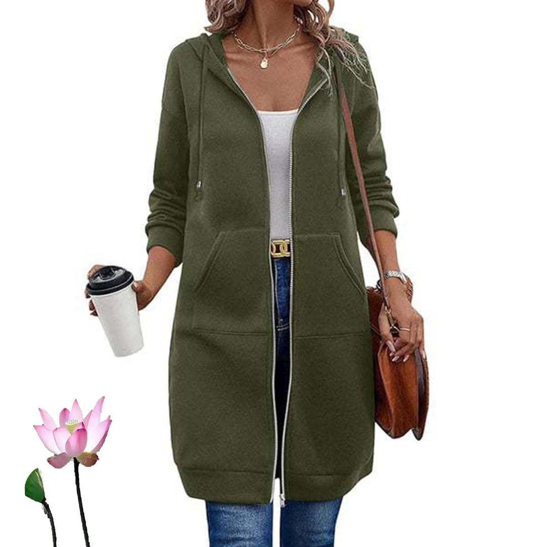Women's Long Hooded Coat with Pockets