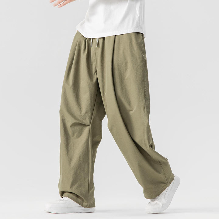 Men's Wide Lounge Pants in Palazzo Cut made of Cotton Blend with Drawstring and Side Pockets Mune Fashion
