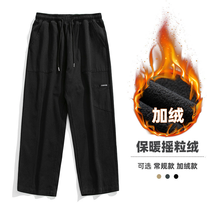 Unisex Wide Utility Cargo Pants with Elastic Waistband and Multiple Pockets Mune Fashion