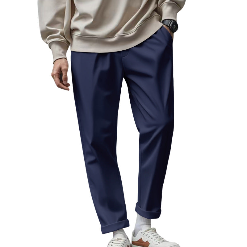 Men's tapered chino pants with turn-up hem and subtle crease Mune Fashion