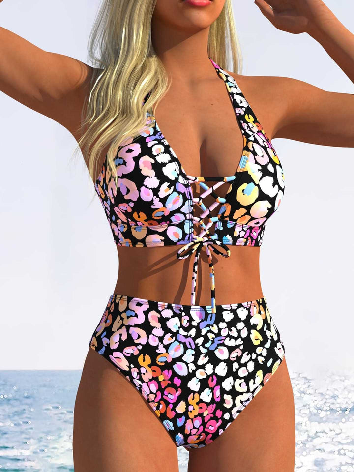 Women's bikini set with high-waisted cut and playful lacing detail Mune Fashion