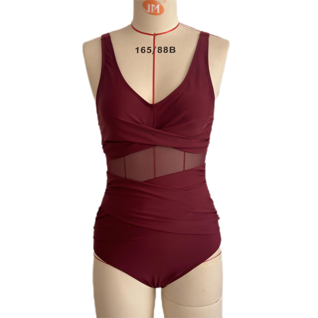 Women’s One-Piece Swimsuit with Sophisticated Wrap Design and Elastic Inserts Mune Fashion