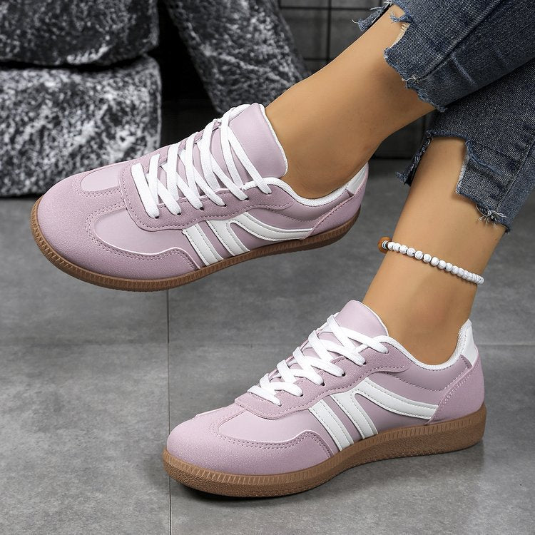Damen Retro-Sneaker mit Veloursleder-Optik, gepolstertem Komfortfußbett und profilierter Gummilaufsohle Mune Fashion