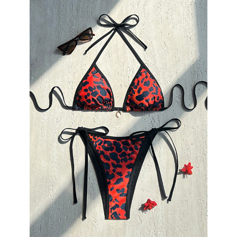 Women's triangle bikini with animal print and side ties Mune Fashion