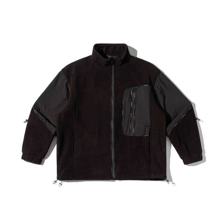 Unisex Short Cut Technical Fleece Utility Jacket with High Stand-Up Collar and Multifunctional Pockets Mune Fashion