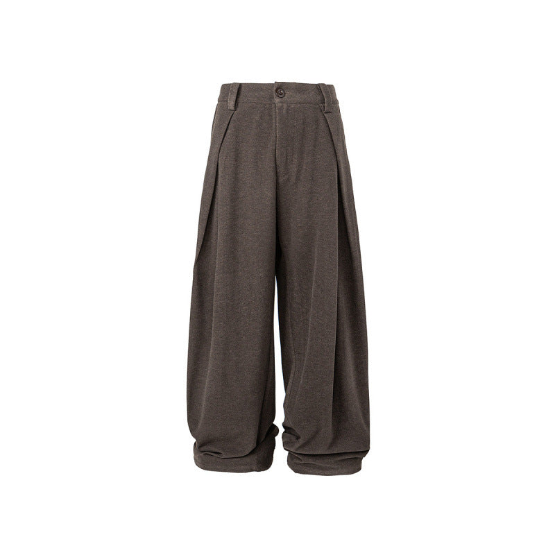 Women's Wide Palazzo Pants with High Waist, Pleats and Turned Hem Mune Fashion