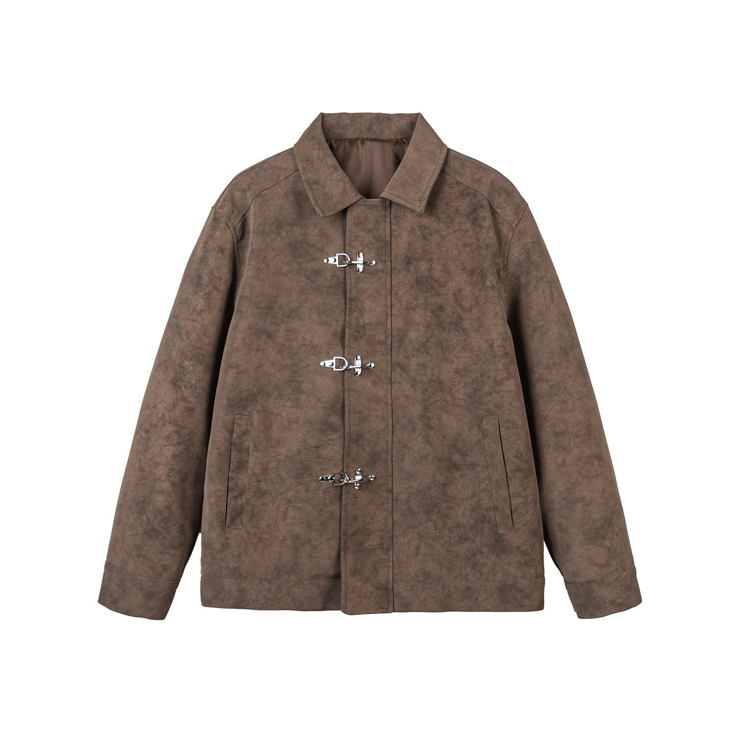 Unisex Short-cut Velours-look Jacket with decorative Metal Fasteners Mune Fashion