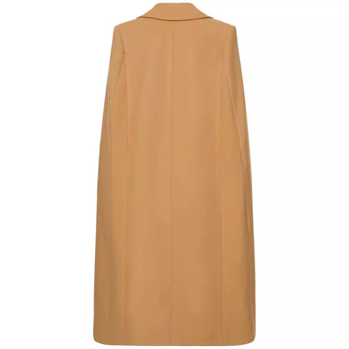Women Cape-inspired Maxi long coat made of wool blend with narrow lapel Mune Fashion