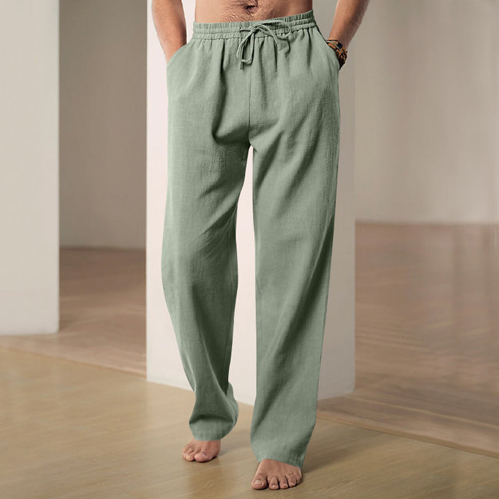 Men's Loose-Fitting Linen Pants with Drawstring and Straight Leg Mune Fashion