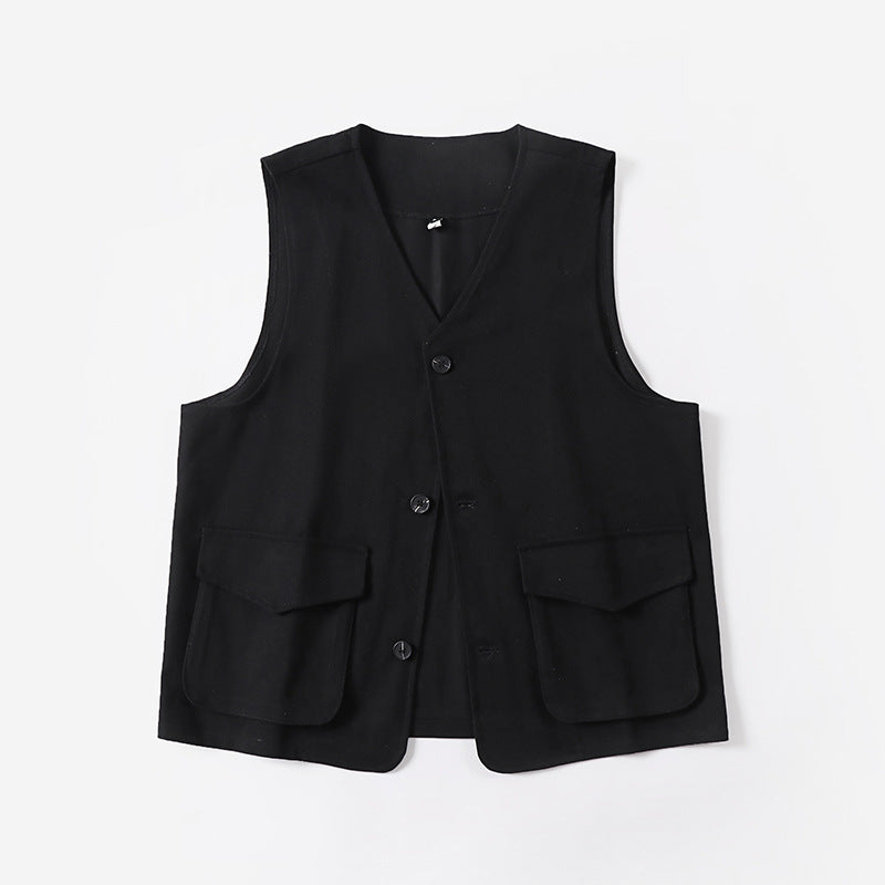 Men's multifunctional cotton vest with patch pockets and V-neck Mune Fashion