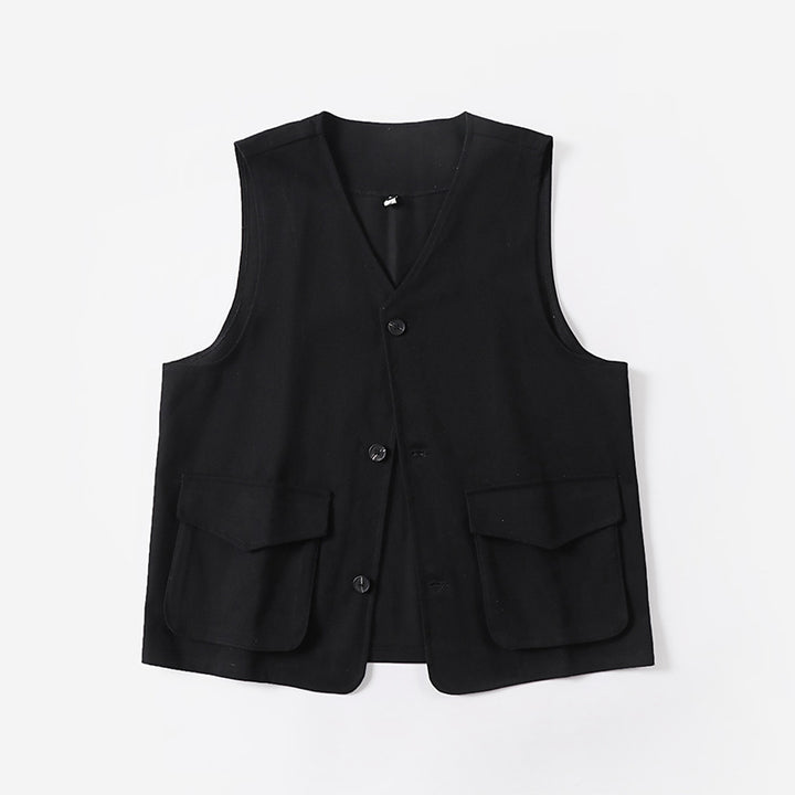 Men's multifunctional cotton vest with patch pockets and V-neck Mune Fashion