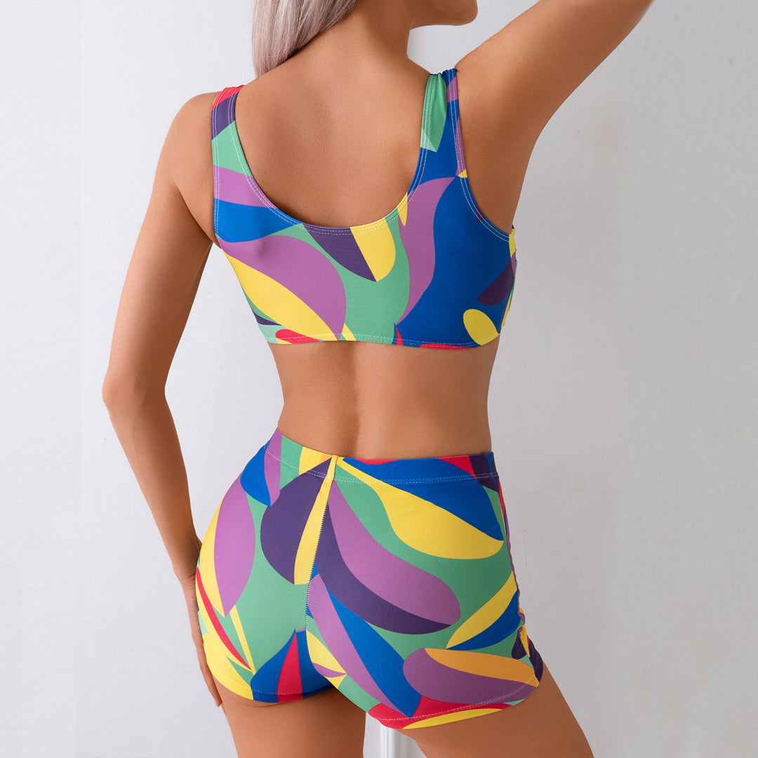 Ladies Sports Bikini Set with Colorful Graphics Mune Fashion