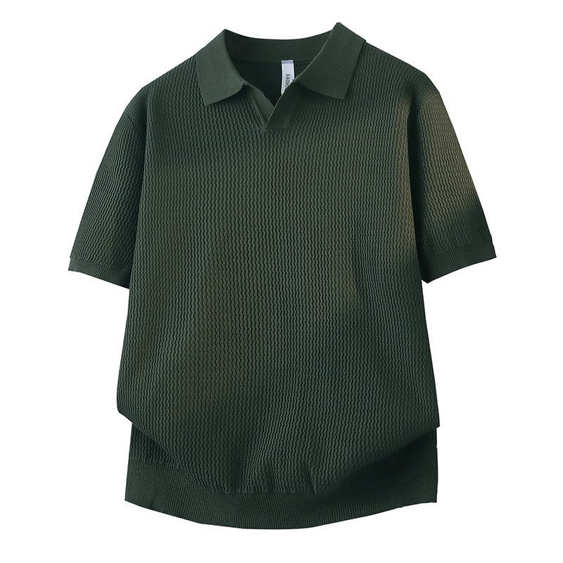 Women Short Sleeve Polo Shirt with Textured Design Mune Fashion