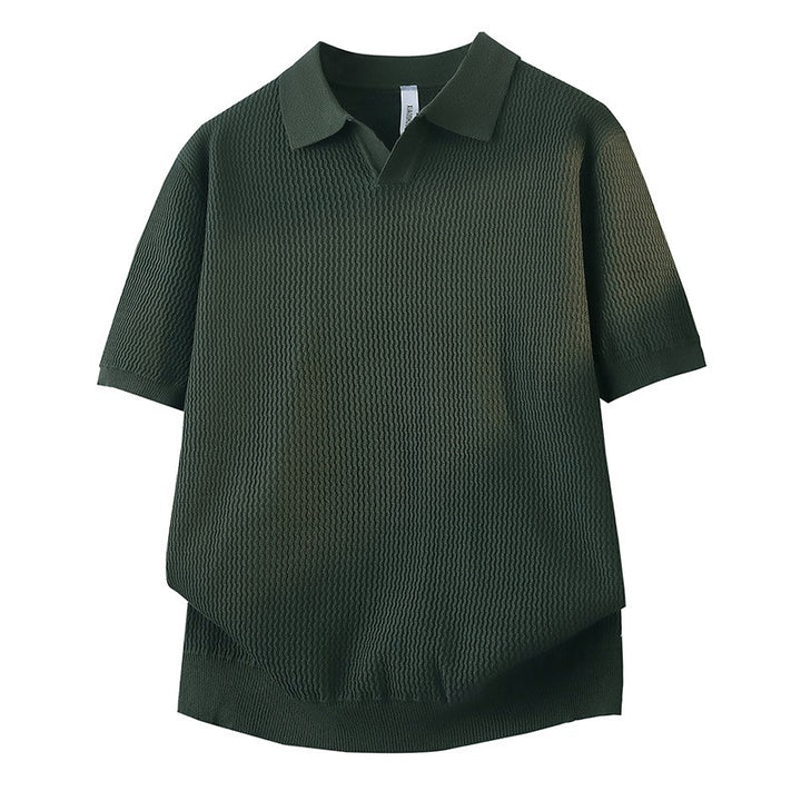 Women Short Sleeve Polo Shirt with Textured Design Mune Fashion