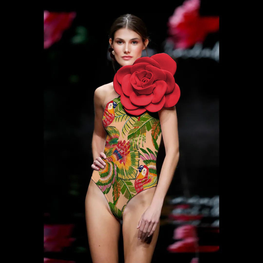 Ladies One-Piece Swimsuit with Floral 3D Design Mune Fashion