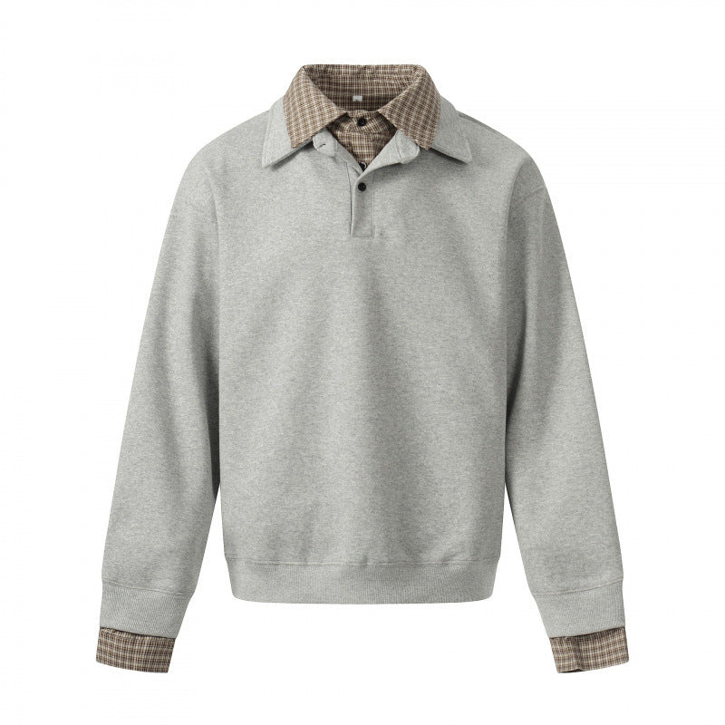 Men's sweatshirt with integrated shirt collar and layering look Mune Fashion