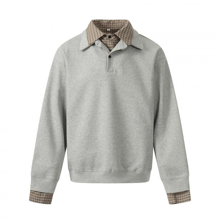 Men's sweatshirt with integrated shirt collar and layering look Mune Fashion