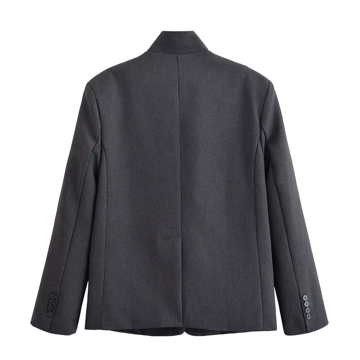 Women's short blazer in boxy cut with stand-up collar and concealed one-button placket Mune Fashion