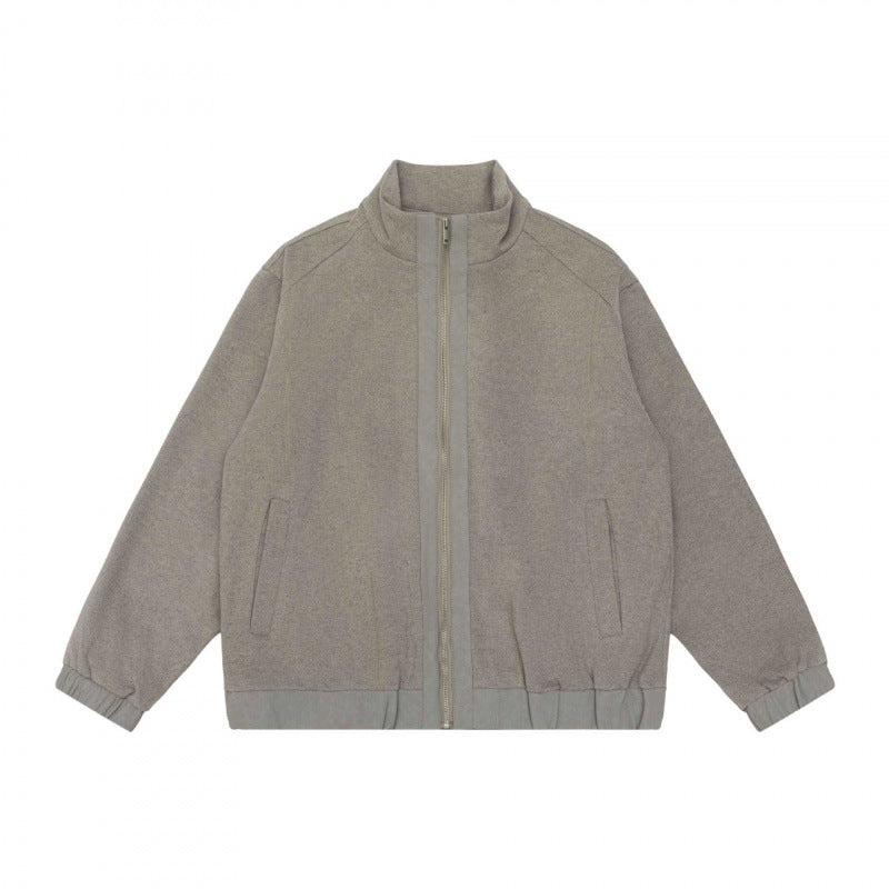 Unisex Short Cut Teddy Fleece Jacket with Stand-Up Collar, Full Zip and Elastic Hem Mune Fashion