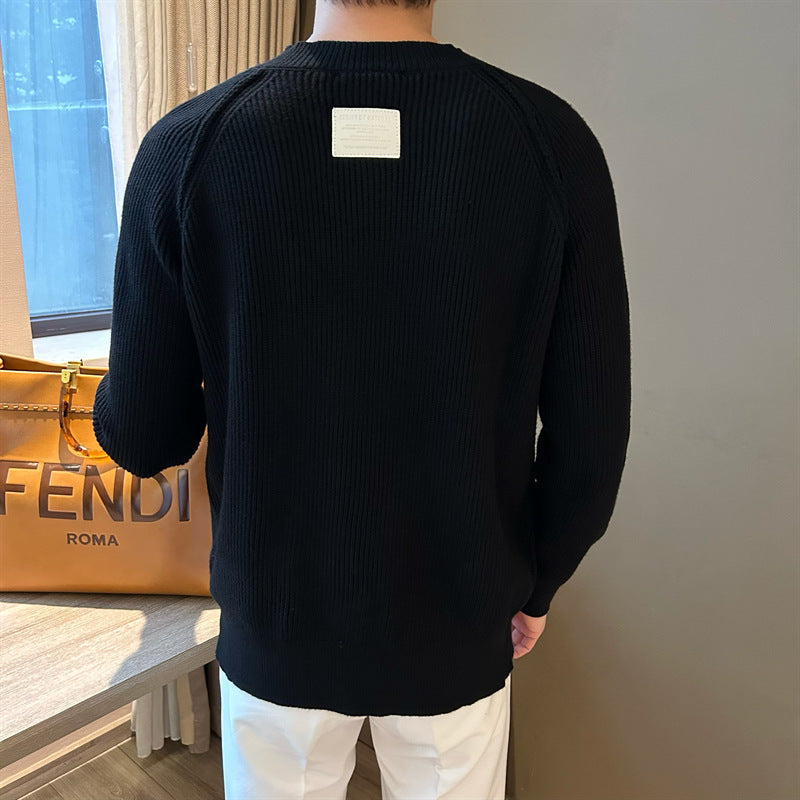 Men's ribbed knit sweater with button placket Mune Fashion