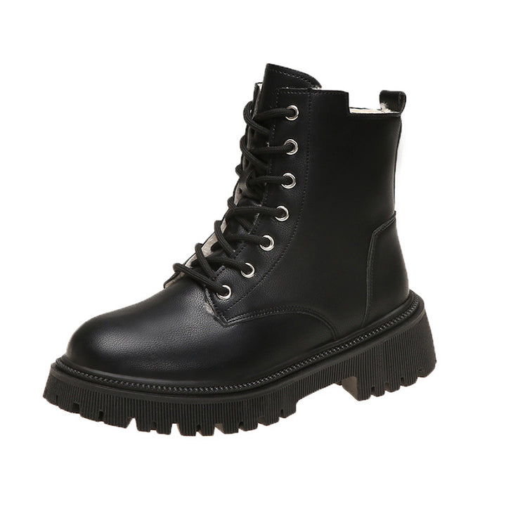 Ladies Lined Lace-up Biker Boots with Thick Profil Sole Mune Fashion