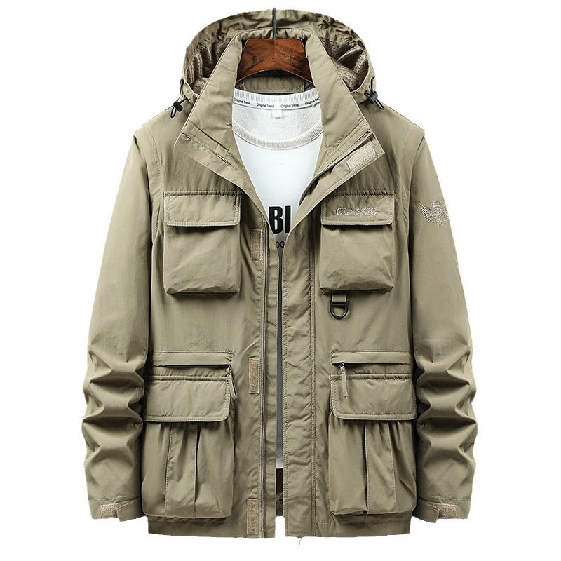 Men's Mult functional Utility Field Jacket with Hood, Multiple Pockets and Ripstop Outer Material Mune Fashion