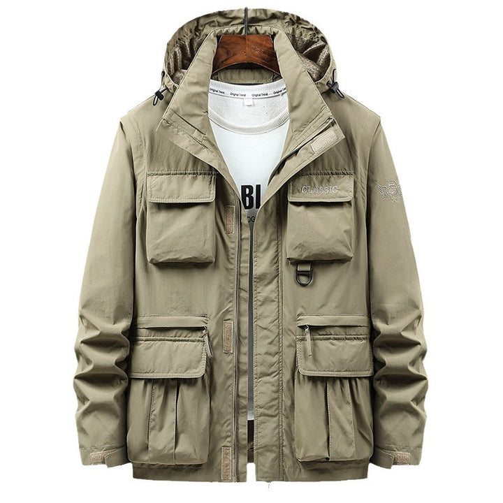 Men's Mult functional Utility Field Jacket with Hood, Multiple Pockets and Ripstop Outer Material Mune Fashion