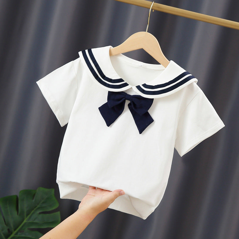 Girls sailor t-shirt with bow detail Mune Fashion