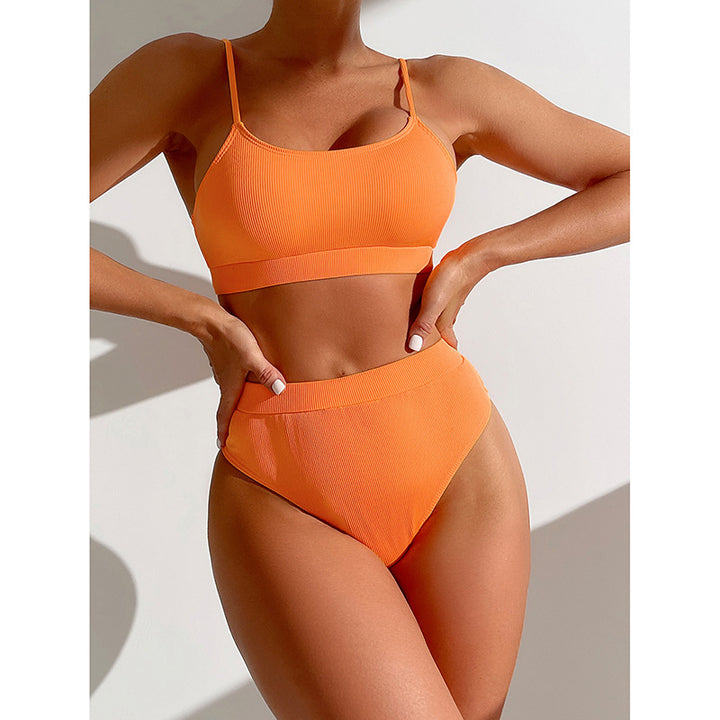 Women's High-Waist Bikini Set with Ribbed Top Mune Fashion