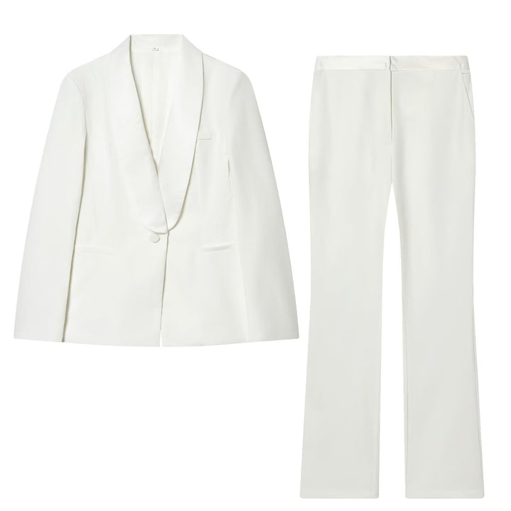 Women’s Tuxedo Blazer with Shawl Collar and Single Button Closure Mune Fashion