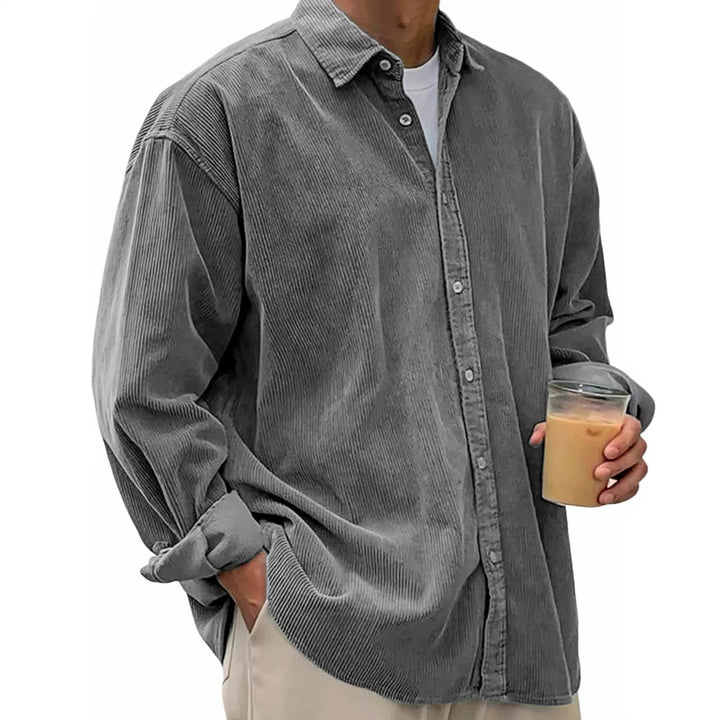 Men's long-sleeved oversized cord shirt with collar and continuous button placket Mune Fashion