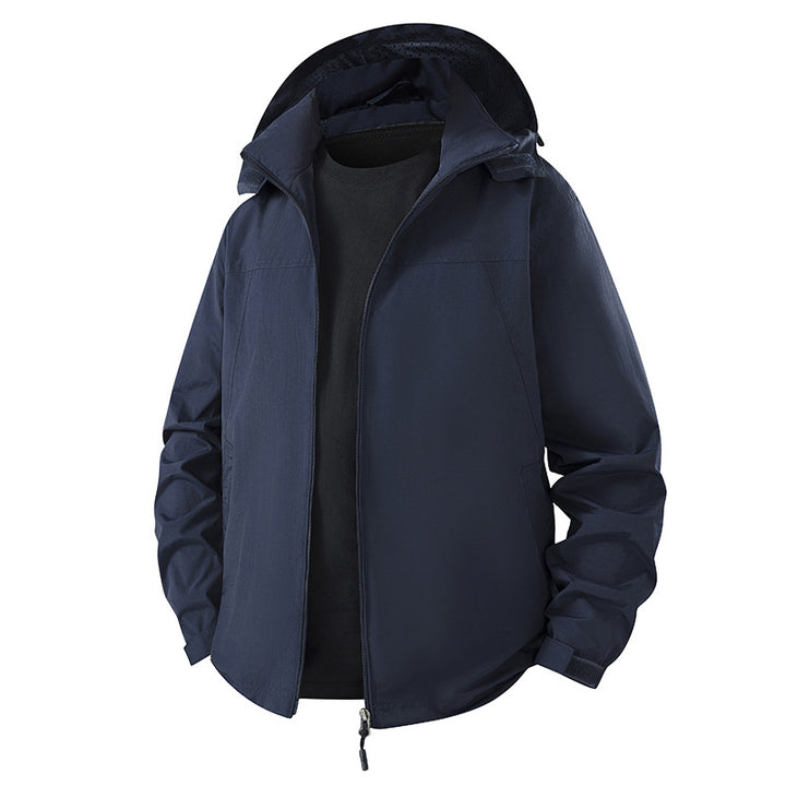 Men's Lightweight Water-Repellent Hooded Shell Jacket with Breathable Mesh Lining and Adjustable Hem Mune Fashion