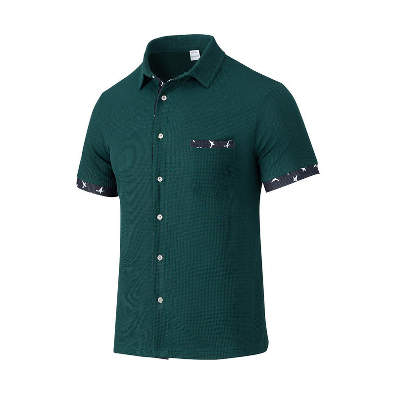 Men's structured short-sleeve shirt with chest pocket and contrast trim Mune Fashion