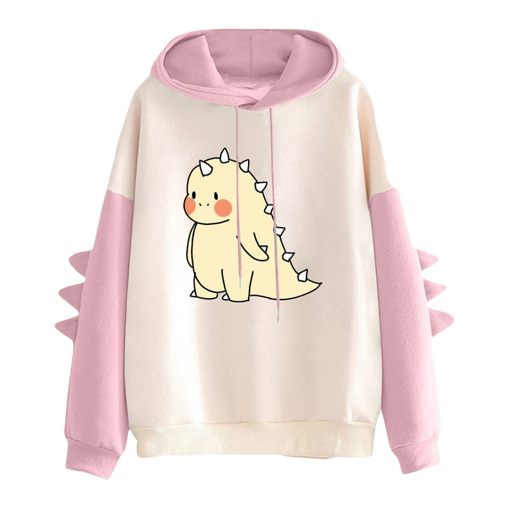 Women's hooded pullover with cute dinosaur print and three-dimensional sleeve details Mune Fashion