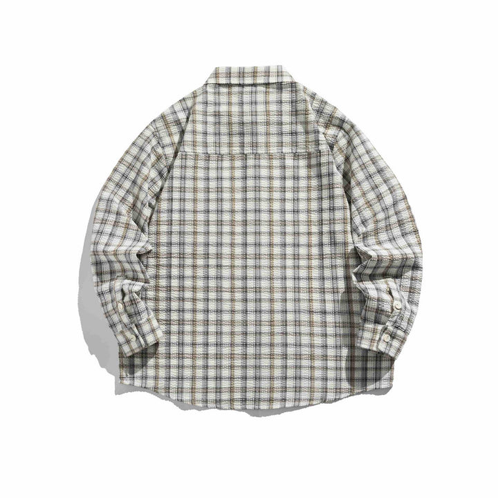 Women Oversized checkered shirt jacket with quilted structure Mune Fashion