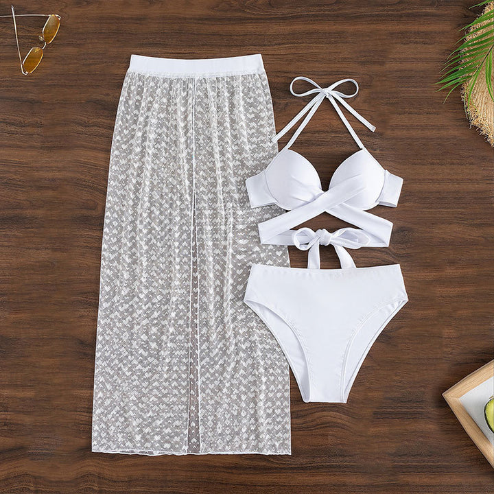 Women's bikini set with fashionable wrap top and transparent maxi tube Mune Fashion