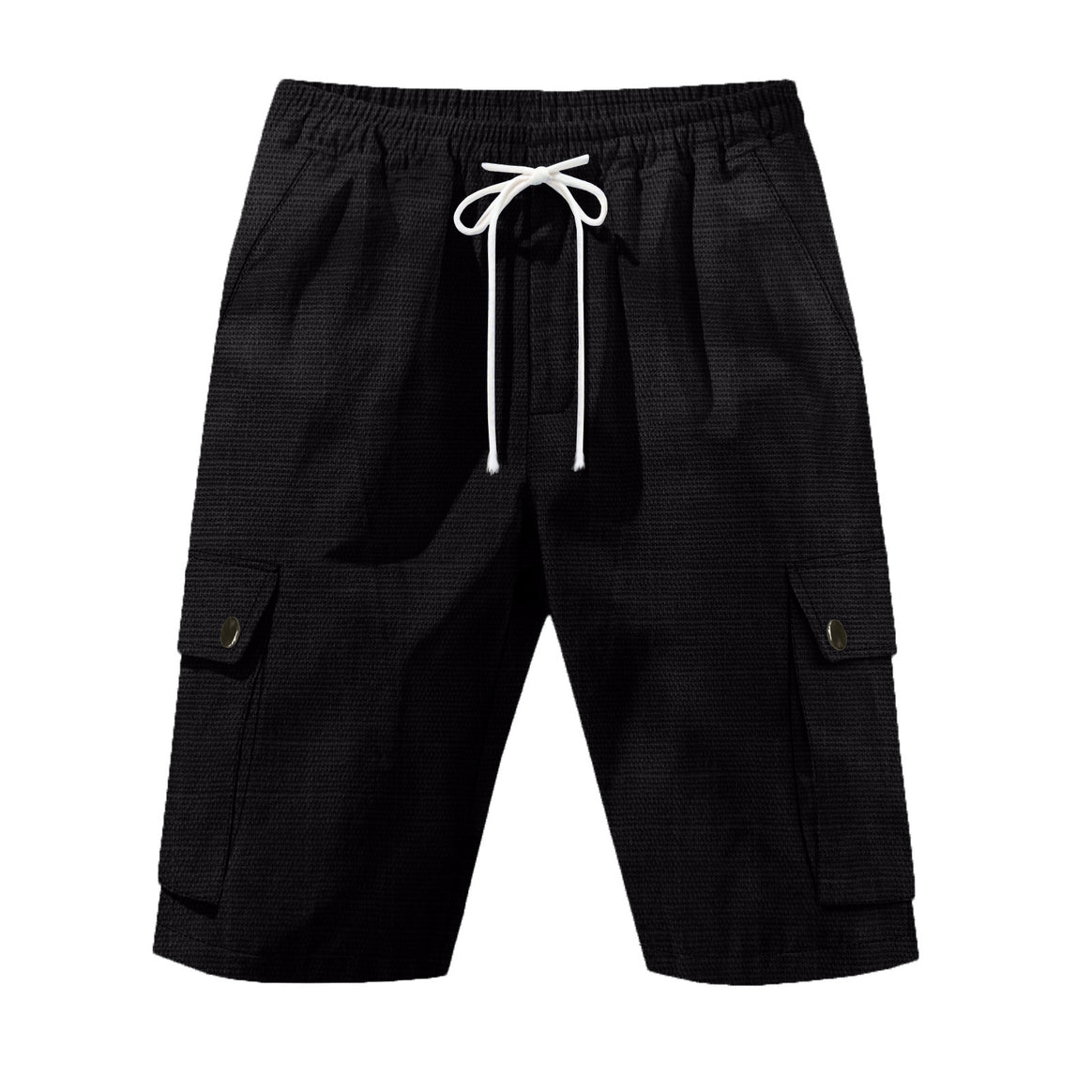 Men's non-utilitarian cargo shorts with elastic waistband, drawstring and patched flap pockets Mune Fashion