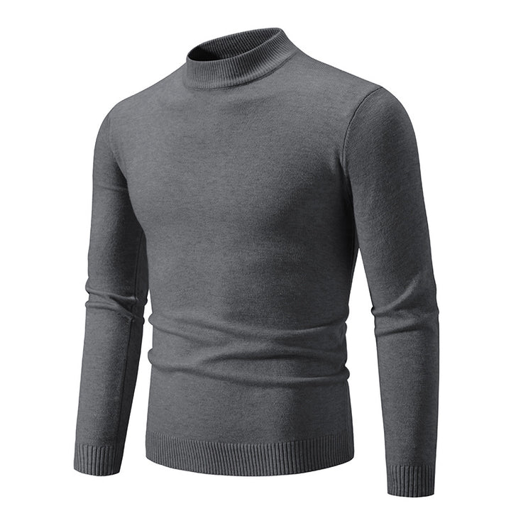 Men's Slim Fit Fine Knit Mock Neck Sweater with Ribbed Collar and Hem Mune Fashion