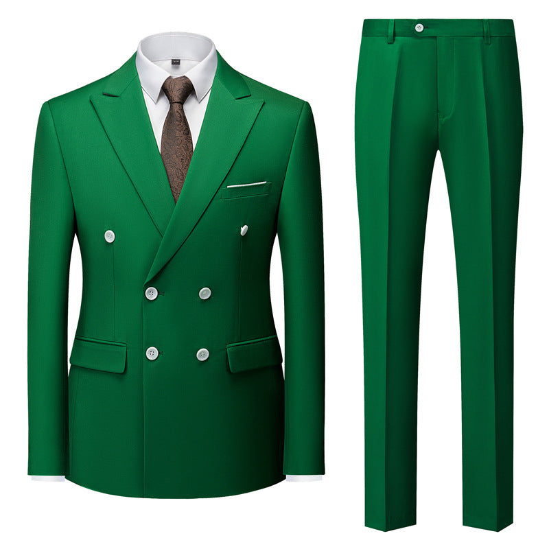 Men's tailored double-breasted blazer with peak lapel and slim fit suit trousers Mune Fashion
