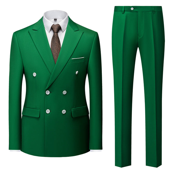 Men's tailored double-breasted blazer with peak lapel and slim fit suit trousers Mune Fashion