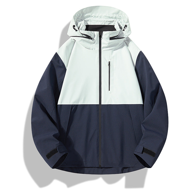 Men's Two-Layer Waterproof Outdoor Jacket with Hood, Welded Zippers and Contrast Panels Mune Fashion