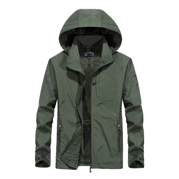 Men's Lightweight Wind-Resistant Softshell Outdoor Jacket with Hood, Mesh Lining, and Multifunctional Pockets Mune Fashion