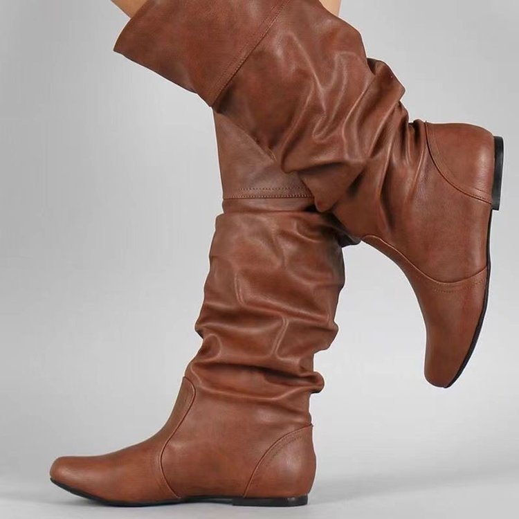 Women's slip-on boots with gathered shaft and flat wedge sole Mune Fashion