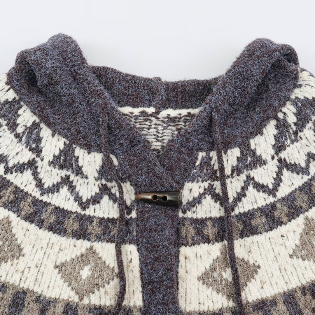 Ladies hooded cardigan in Norwegian style with toggle closures Mune Fashion