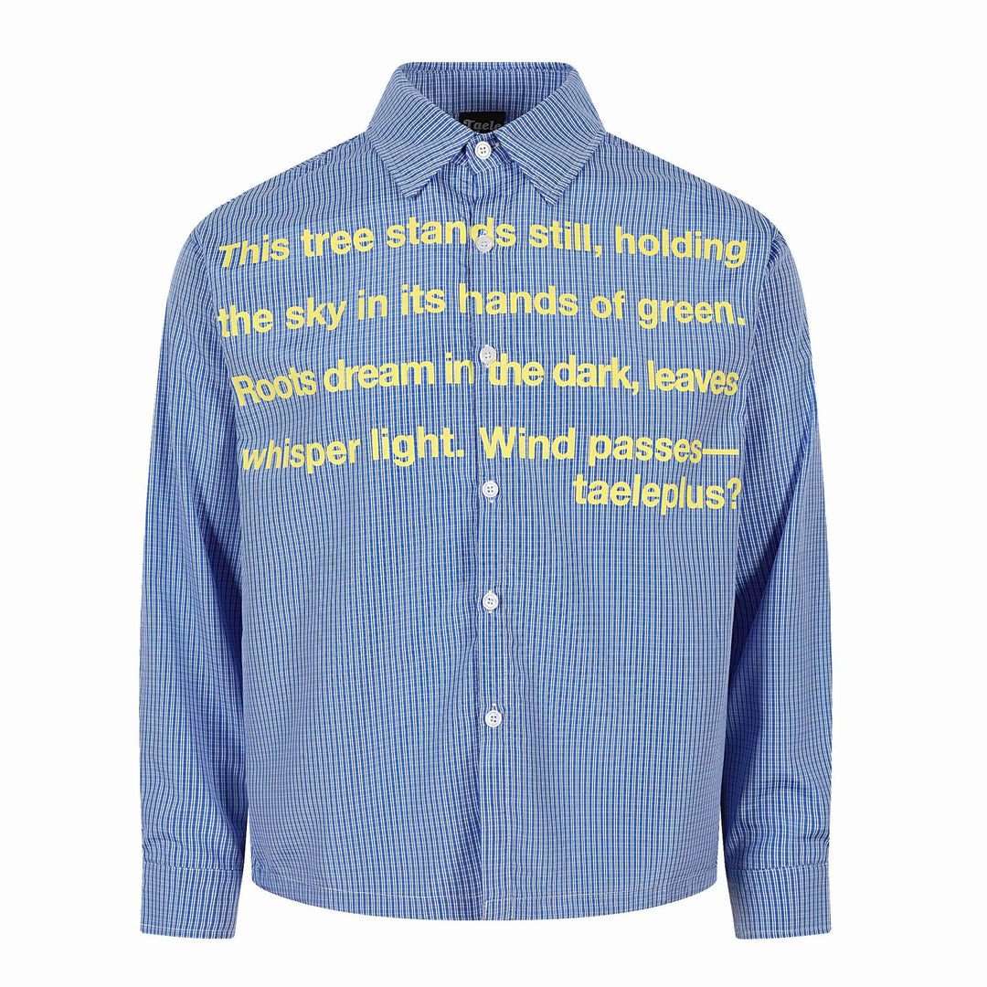 Unisex Shirt jacket with striped seersucker look and eye-catching typo print Mune Fashion